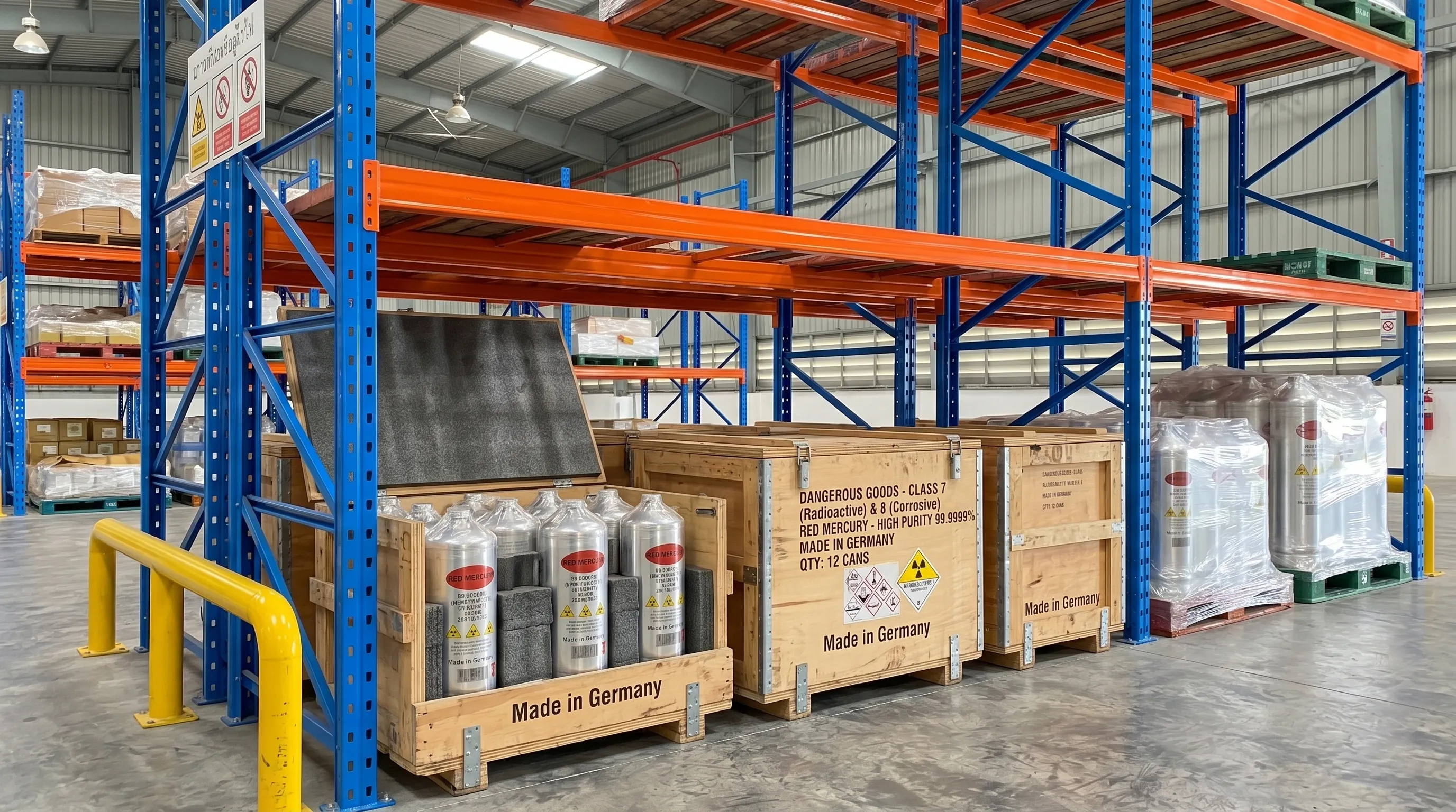 Red Mercury 20/20-258 density verification station with sealed export-ready containers
